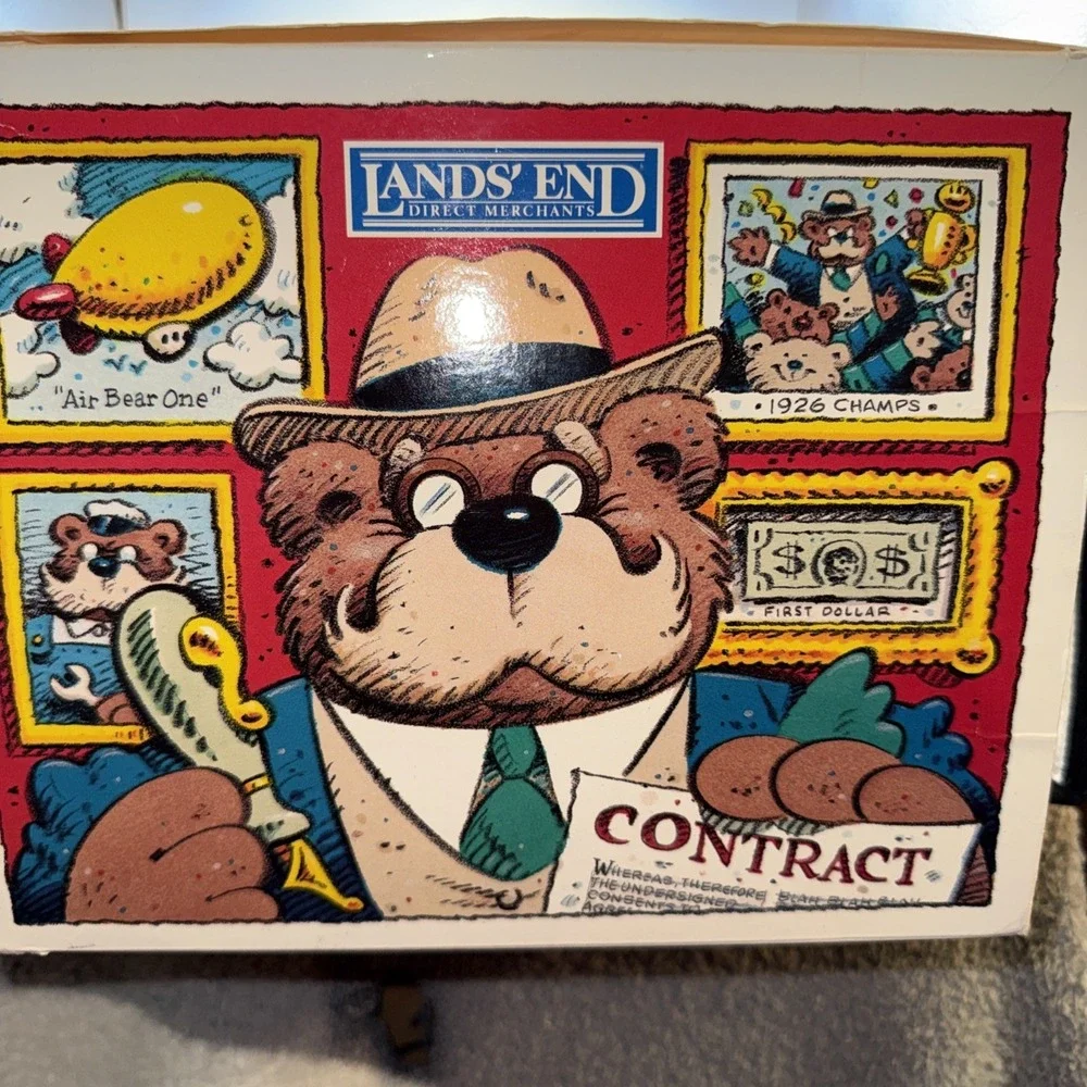 LANDS' END Rugby Teddy Bear ORIGINAL Big Daddy RARE - By Gund Excellent! EUC